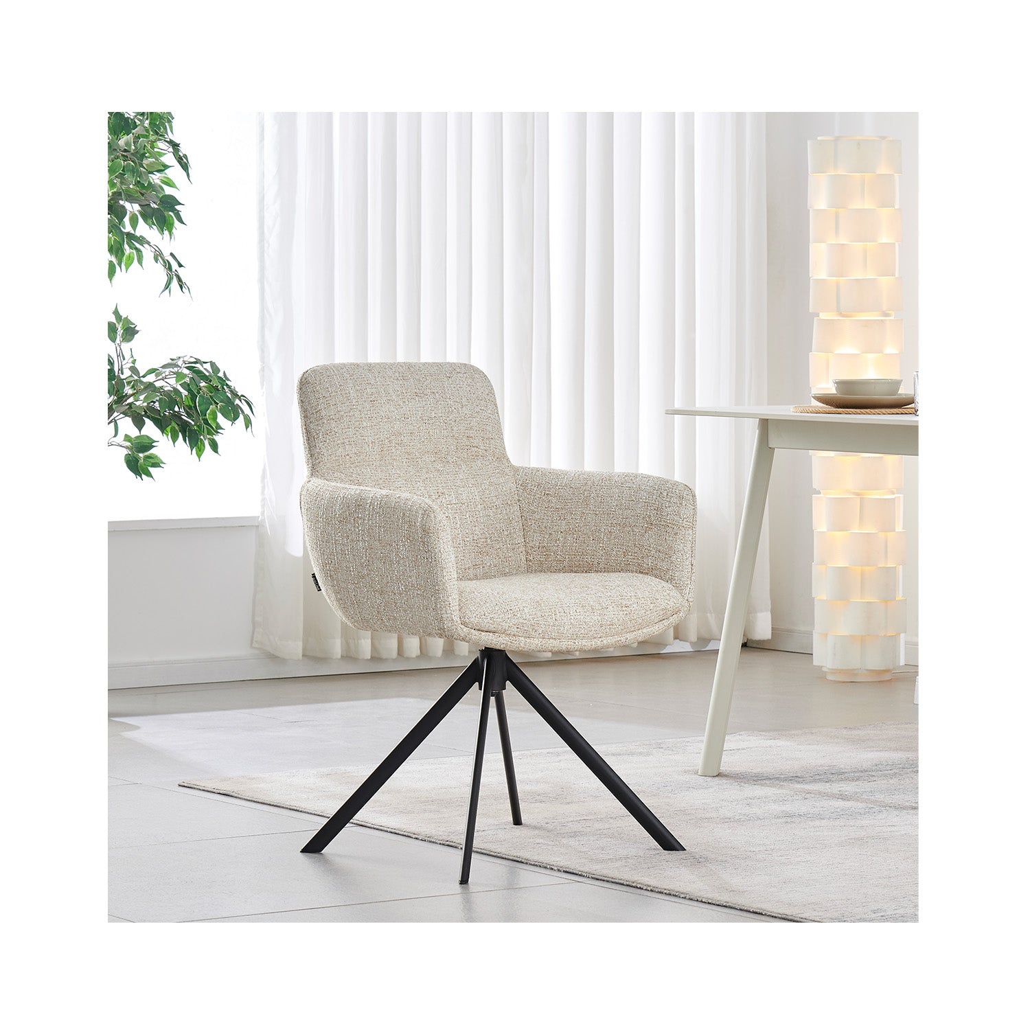 Silla Lugo Beige Fondo Blanco Vista en Desayunador