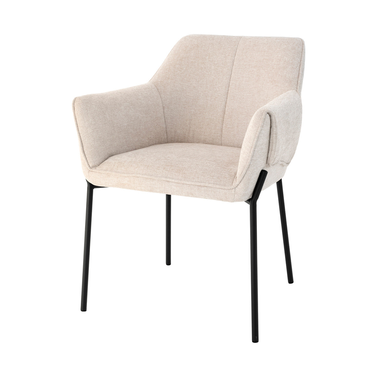 Silla Toronto pata negra color beige fondo blanco vista en perspectiva frontal