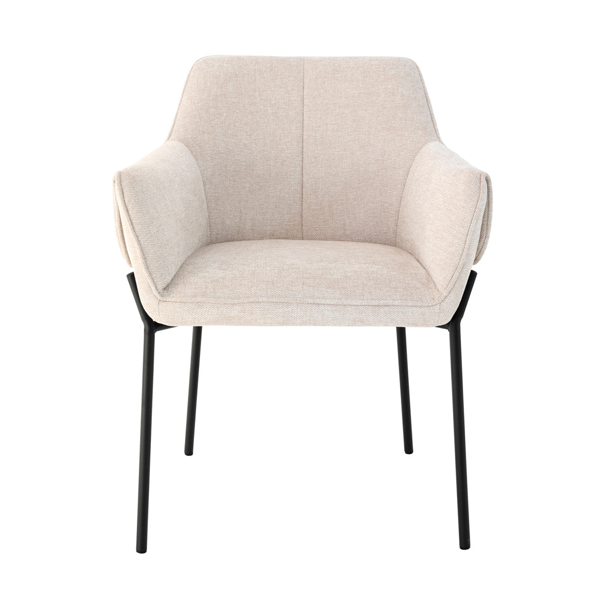 Silla Toronto pata negra color beige fondo blanco vista frontal