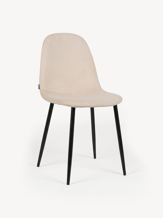 Silla Venecia Velvet Crema Vista en Perspectiva