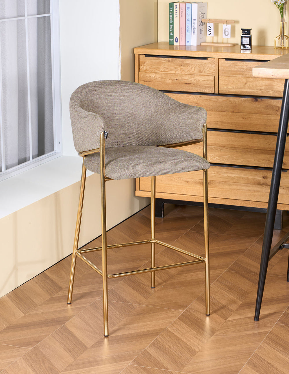 Banco Berlin Taupe Vista en Perspectiva Habitación