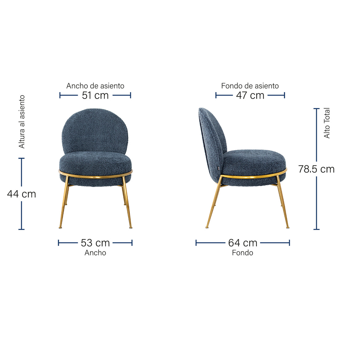 Silla Brela Azul en sala, foto ambientada