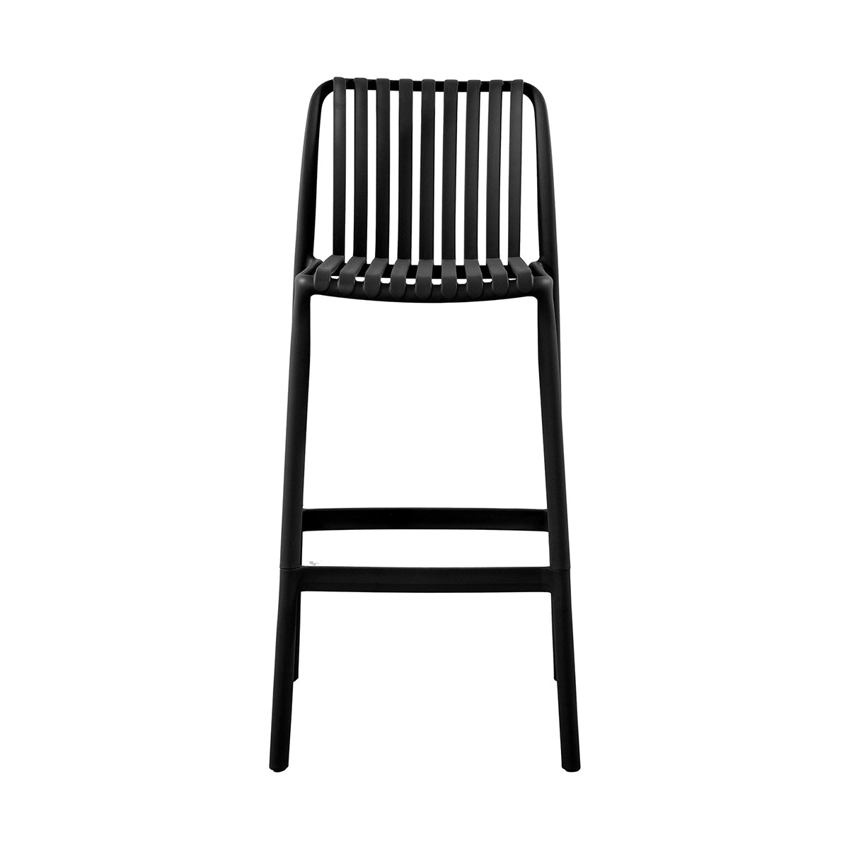 Banco Alto Exterior Menorca Black Fondo Blanco Vista Frontal