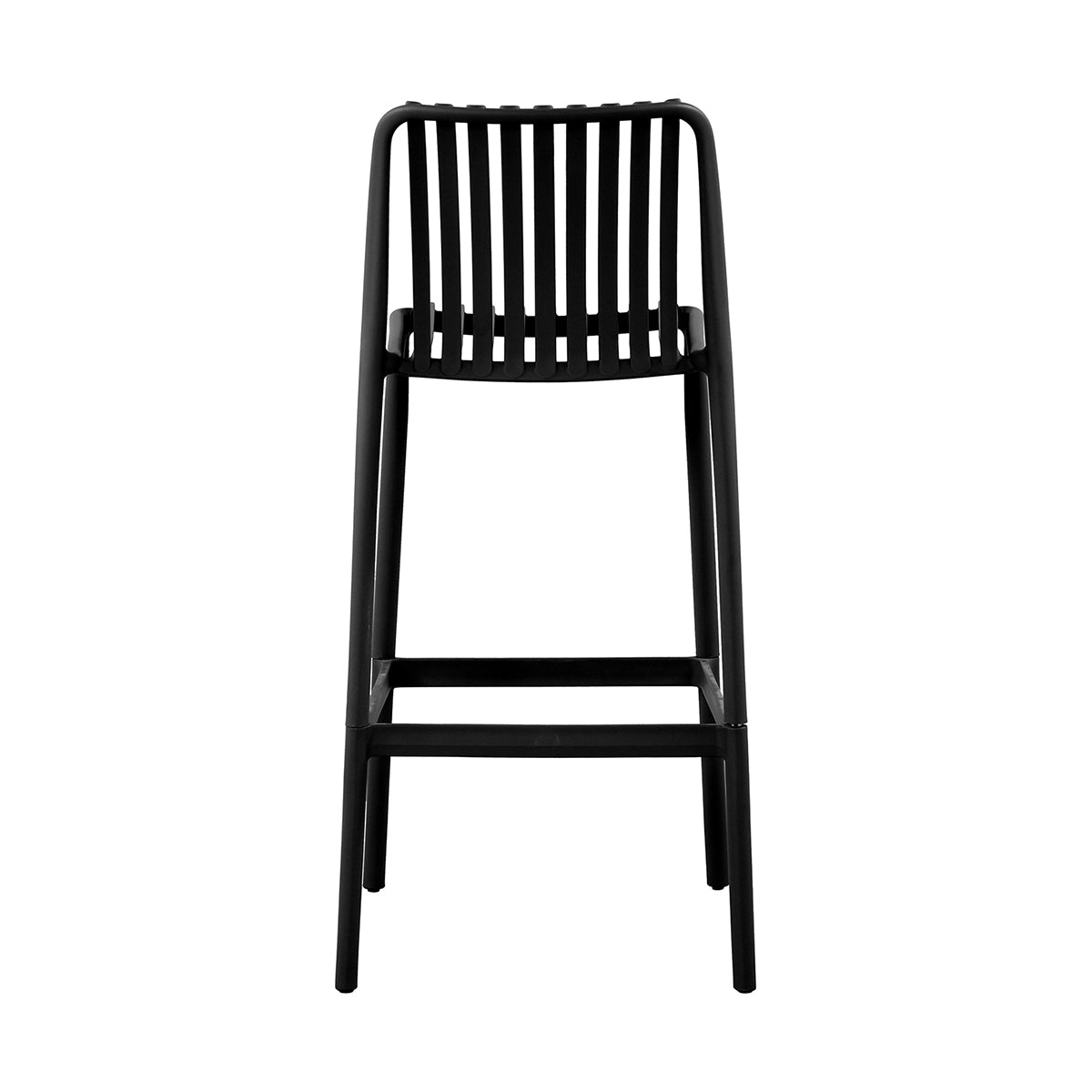 Banco Alto Exterior Menorca Black Fondo Blanco Vista Trasera