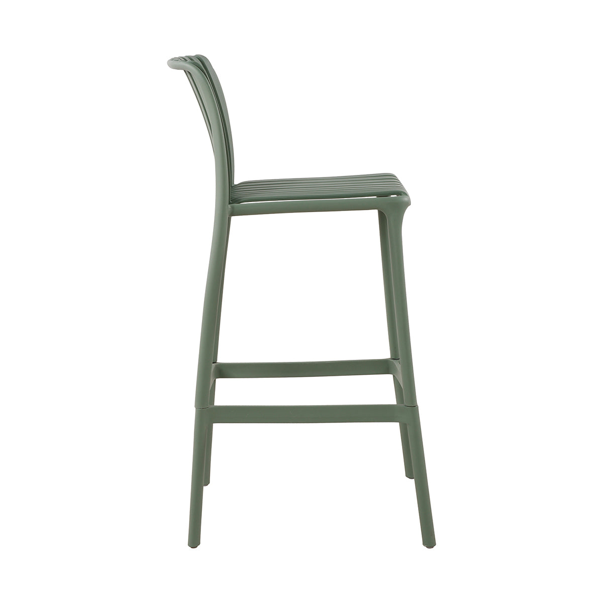 Banco Alto Exterior Menorca Verde Fondo Blanco Vista Lateral