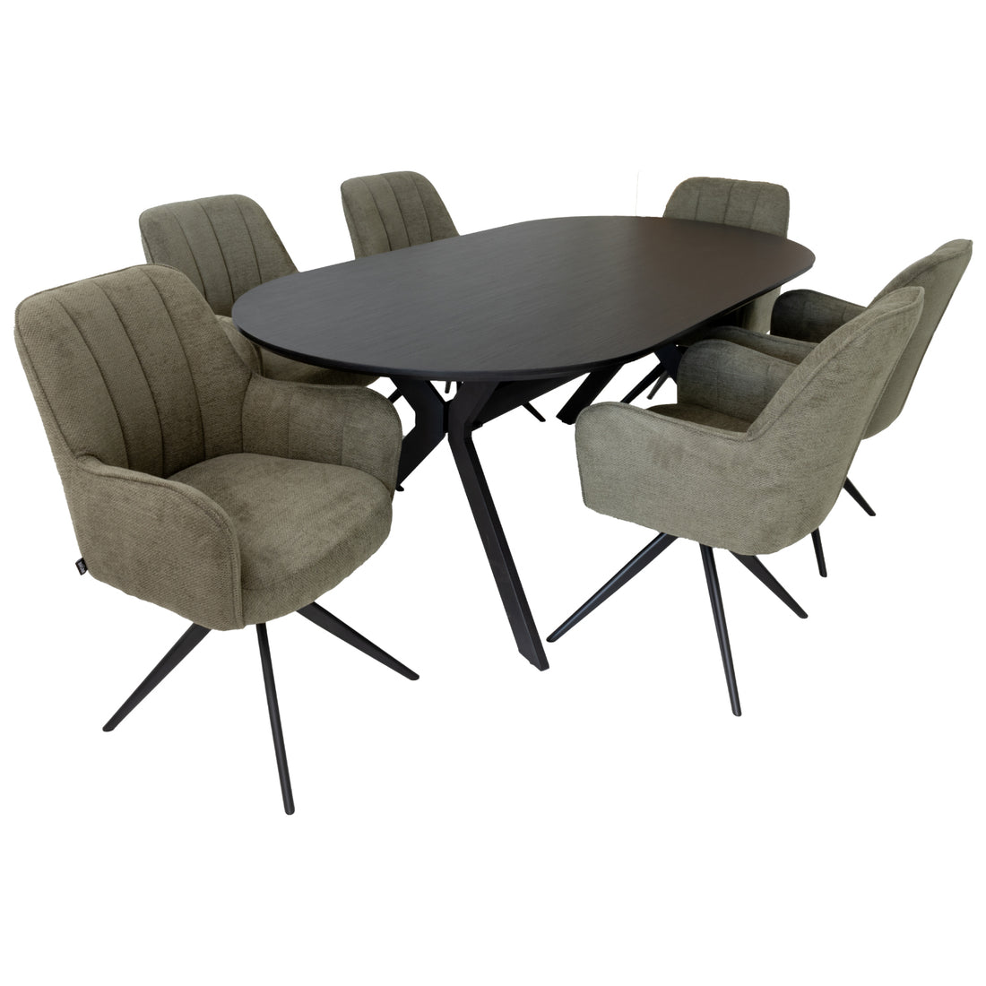 Silla Amsterdam Olivo en comedor, foto ambientada