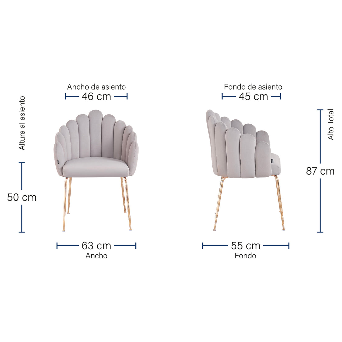 Silla Cordoba Gris Medidas