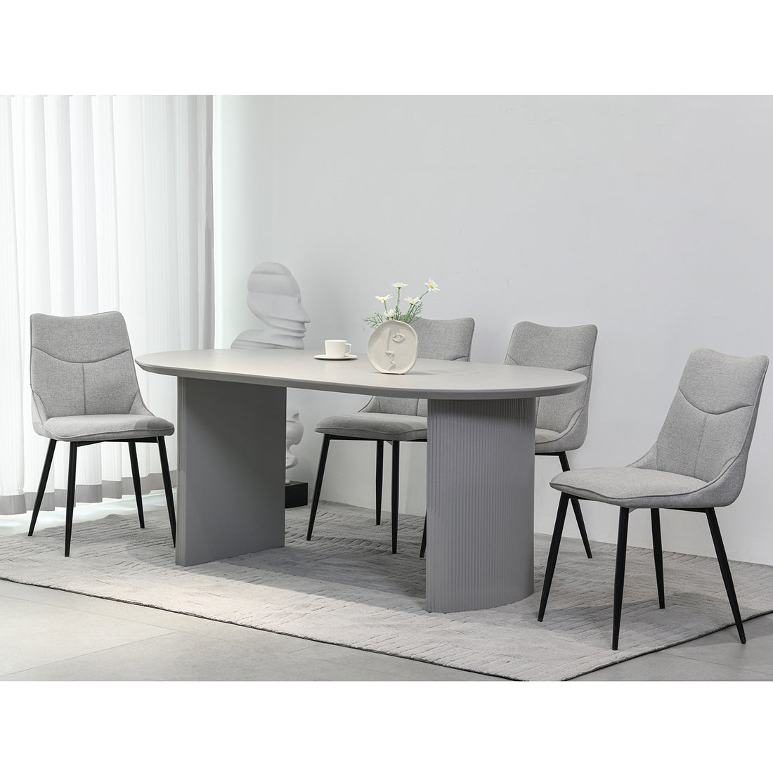 Mesa de Comedor Chipre Gris Vista de Detalle de la Base