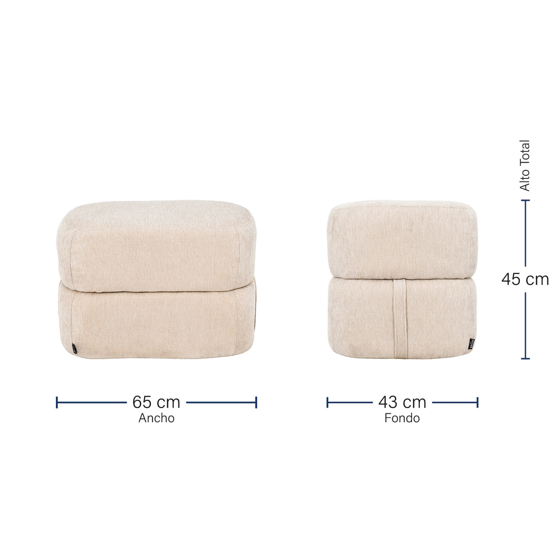 Taburete Lisboa Beige Medidas