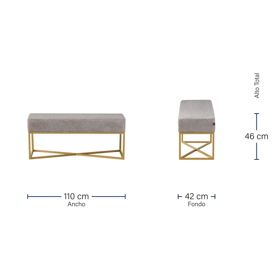Banca Annecy 110cm Taupe Medidas