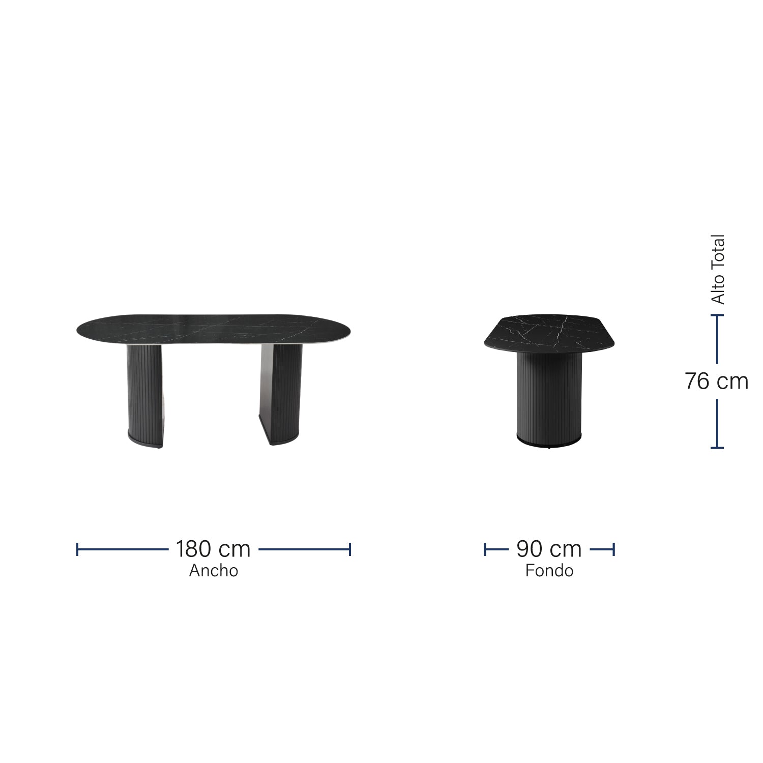 Mesa de Dubrovnik Negro 180cm