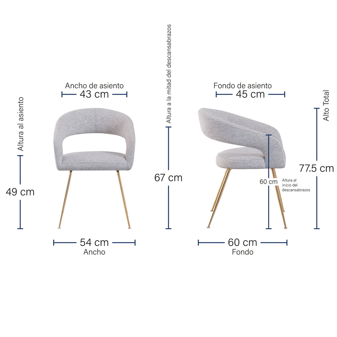 Silla Matera Gris Medidas