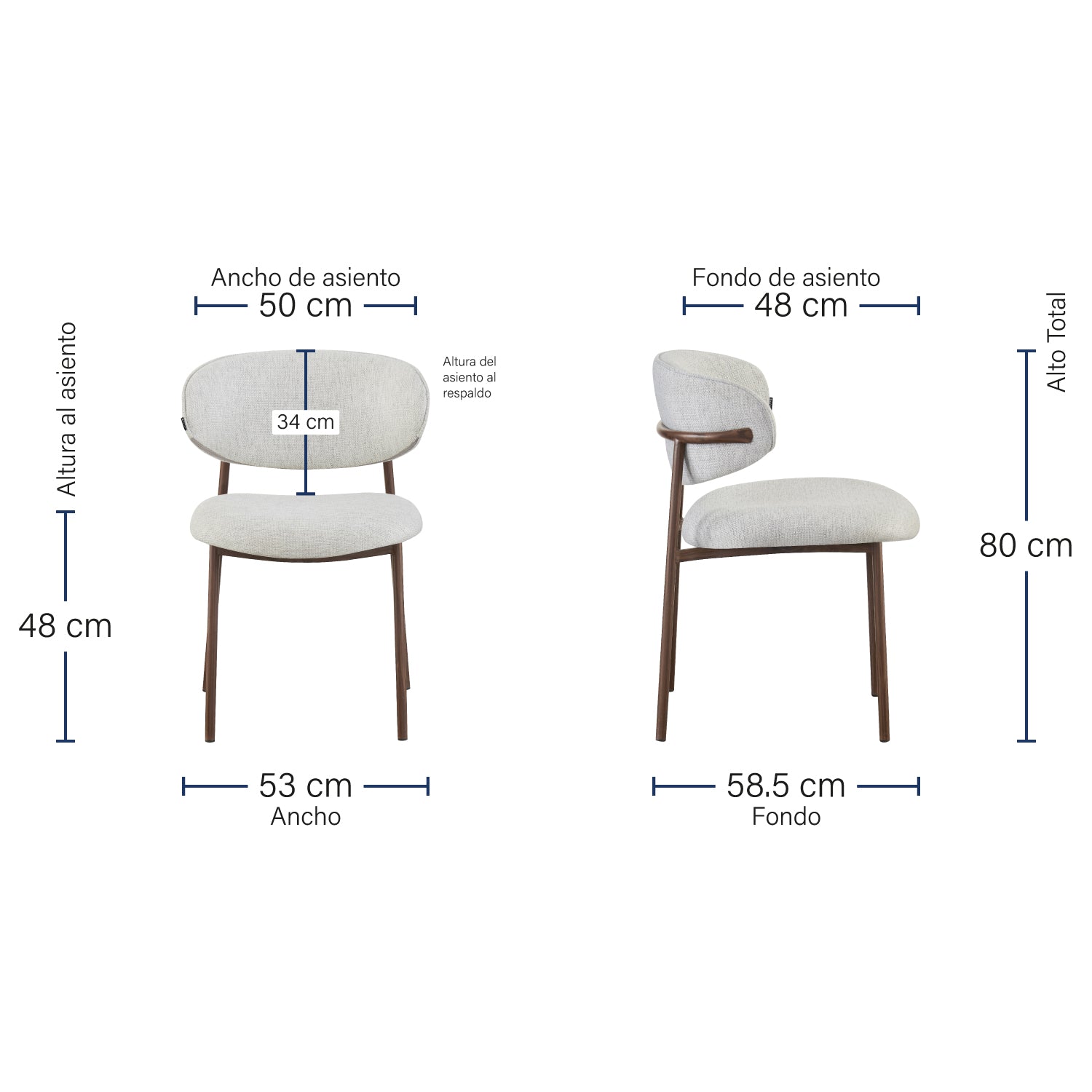 Silla Silicia Beige Medidas