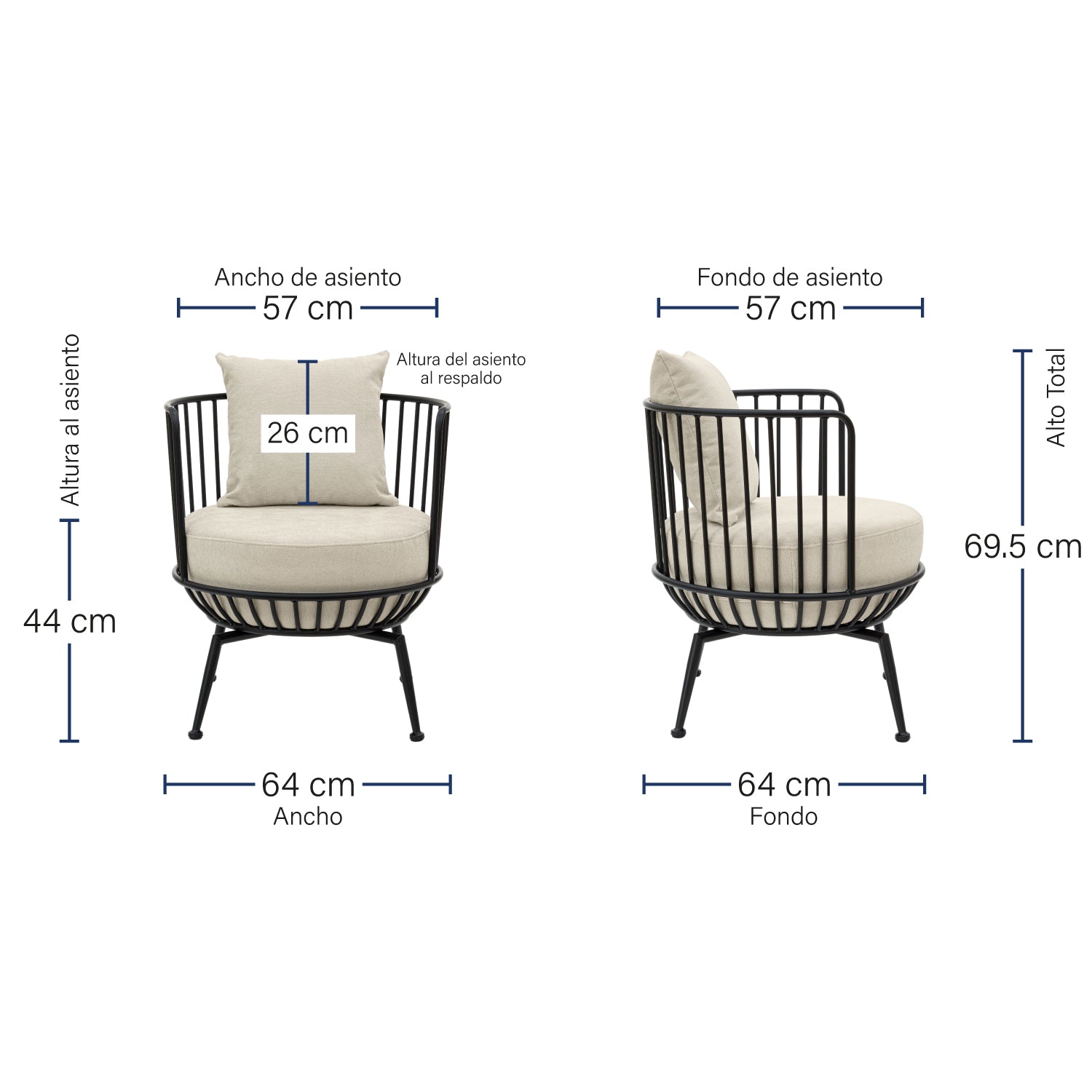 Sillón individual Verviers Black