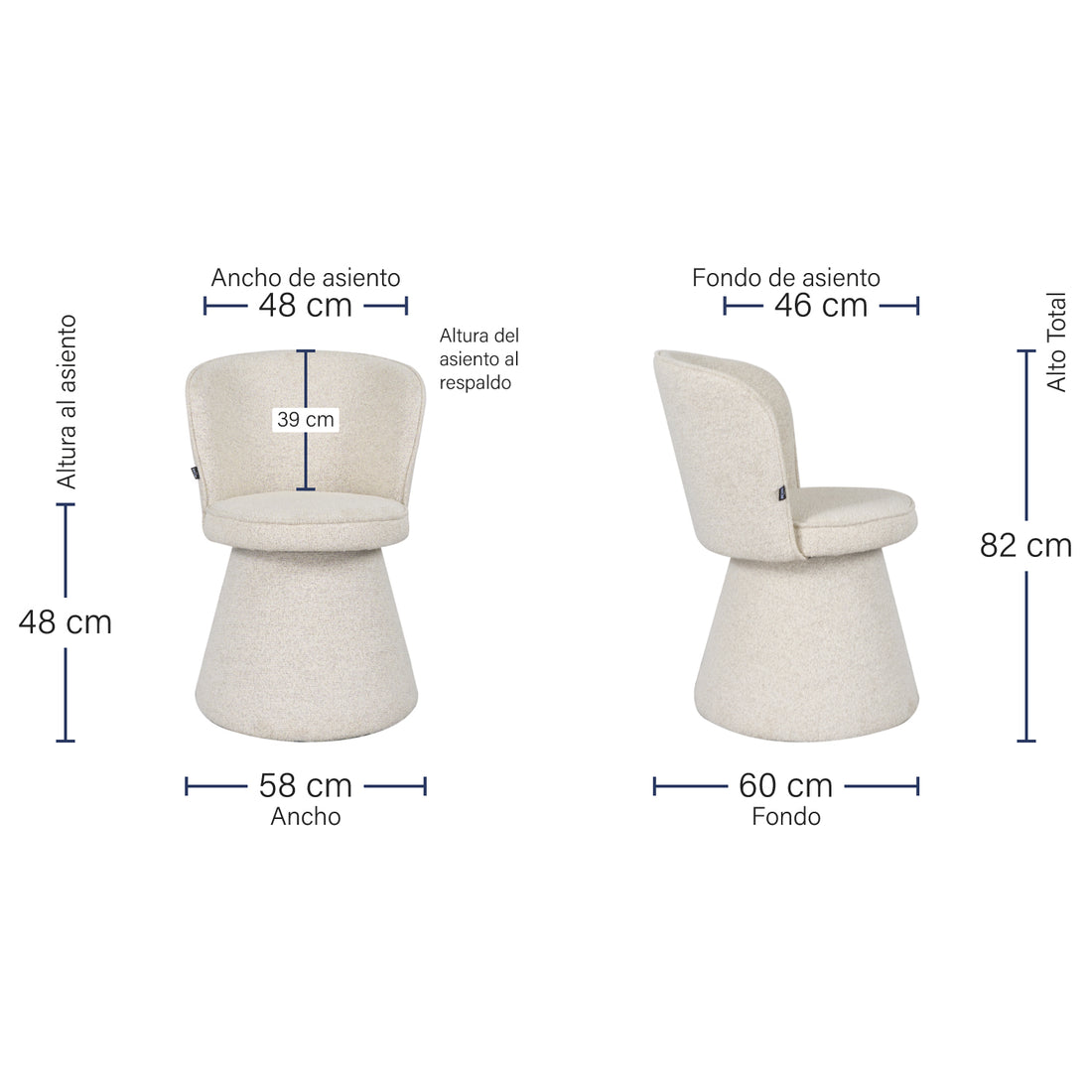 Silla Modena Beige Medidas