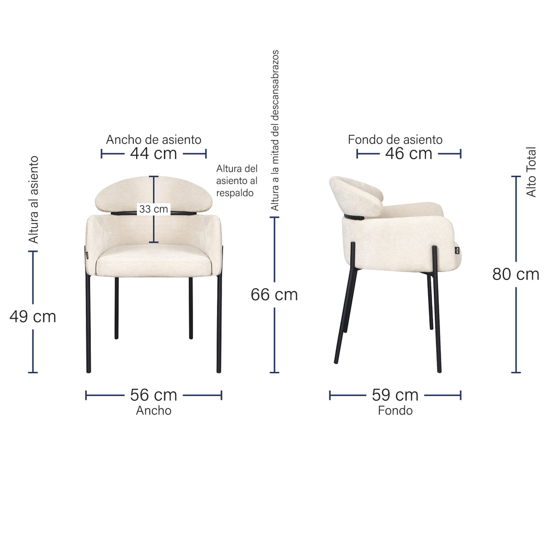 Silla Padua Beige Medidas