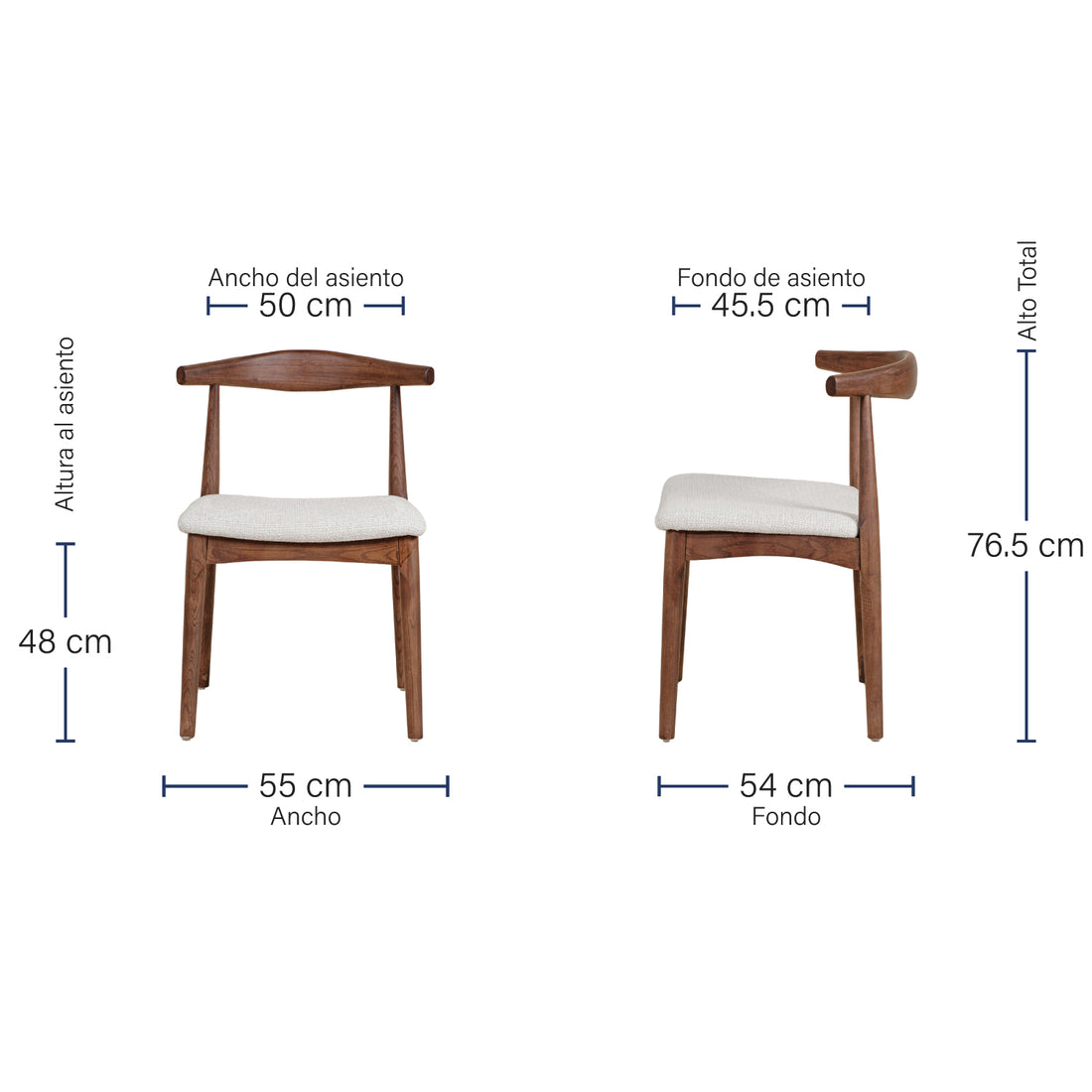 Silla Oviedo Nogal Medidas
