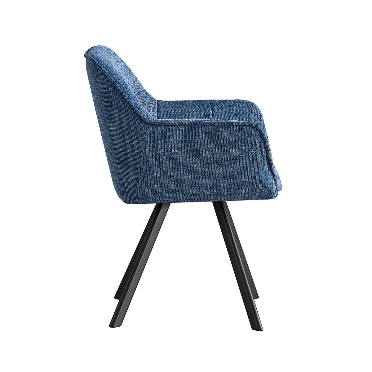 Silla Boston azul fondo blanco vista lateral