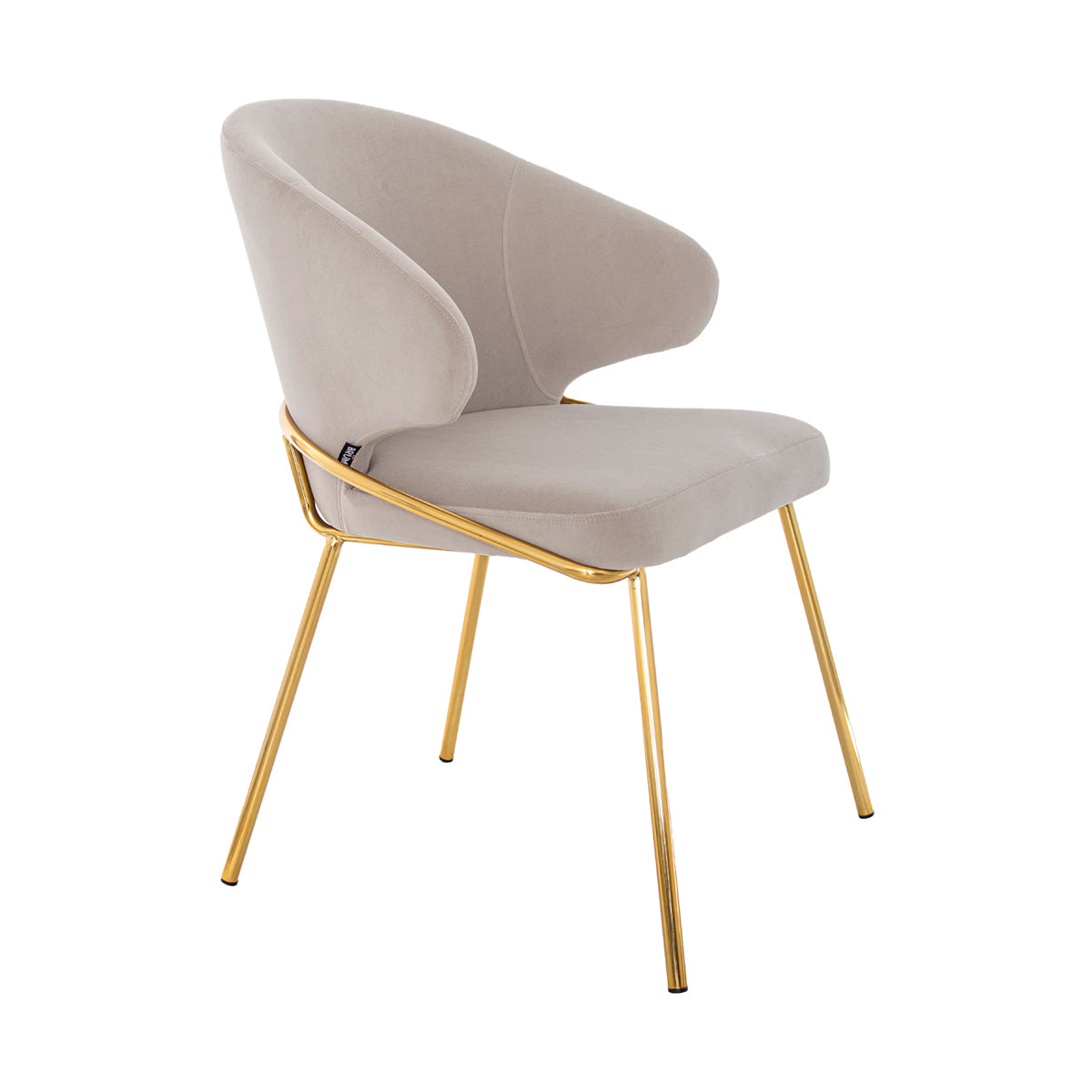 Silla Palma taupé fondo blanco vista en perspectiva frontal 2