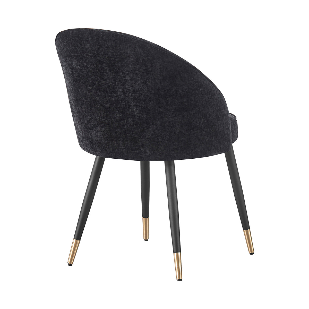 Silla Roodas negra fondo blanco vista en perspectiva trasera