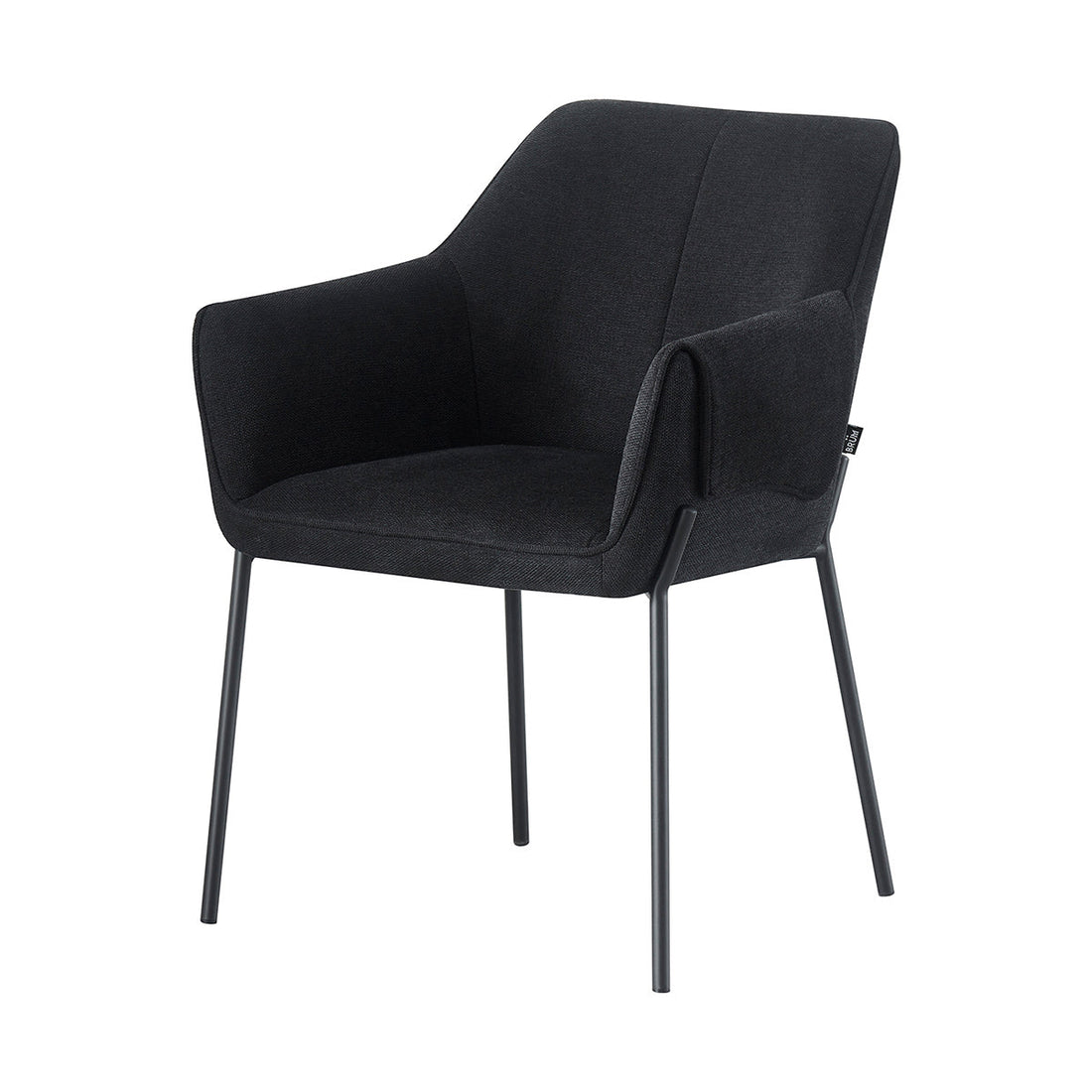Silla Toronto pata negra color negro fondo blanco vista en perspectiva frontal