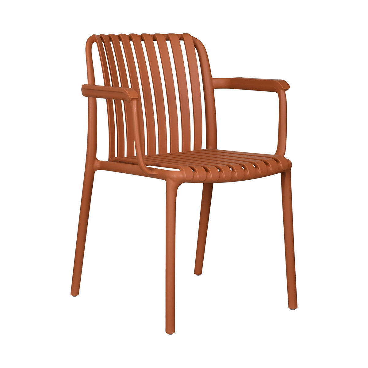 Silla de Exterior Menorca naranja fondo blanco vista en perspectiva frontal