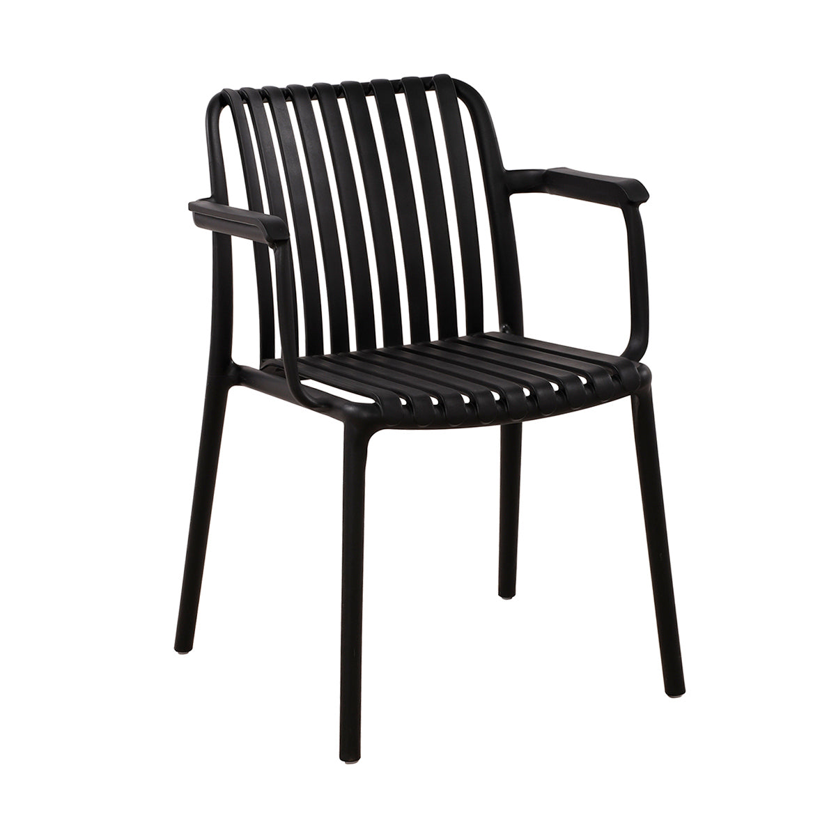 Silla de Exterior Menorca negro fondo blanco vista en perspectiva frontal