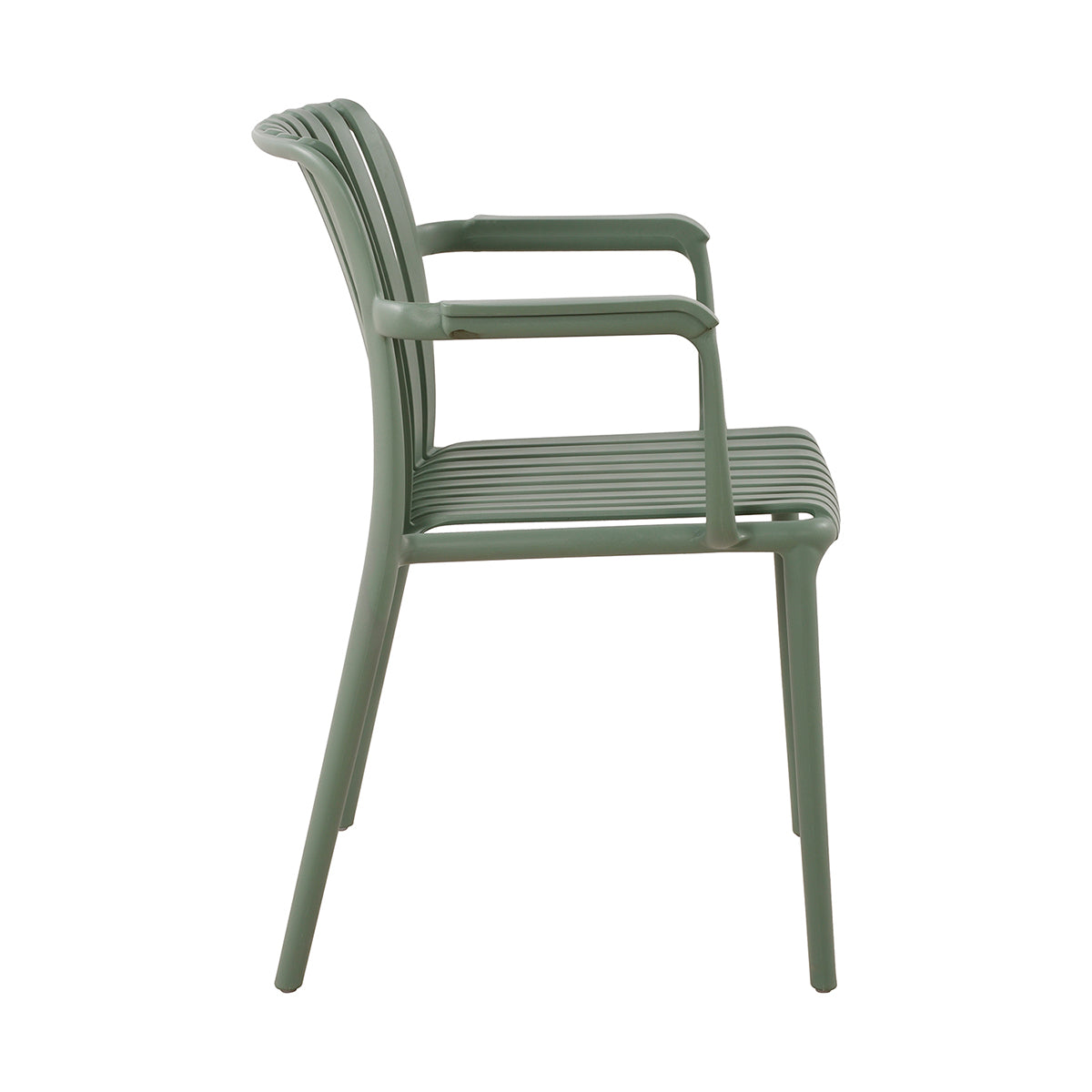 Silla de exterior Menorca verde fondo blanco vista lateral