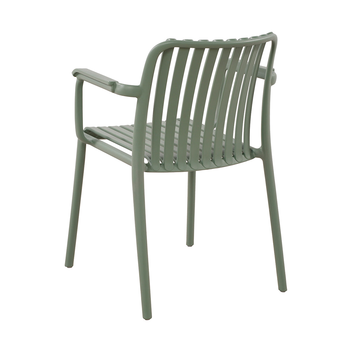 Silla de exterior Menorca verde fondo blanco vista en perspectiva trasera