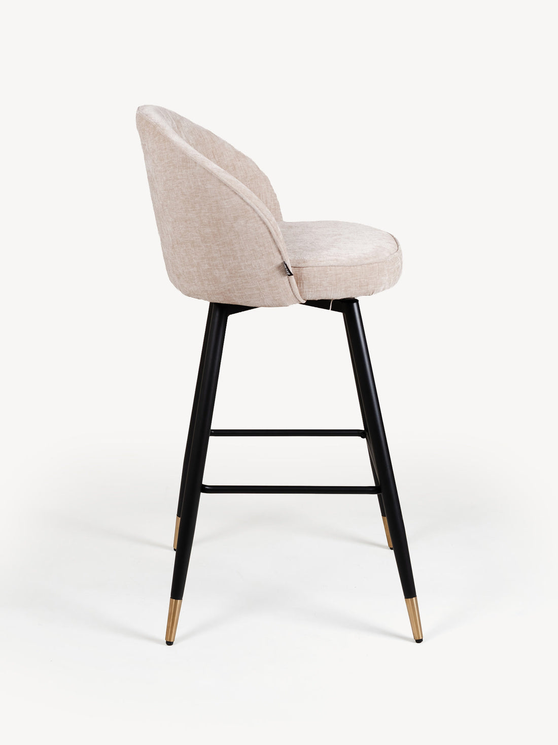 Banco Roodas Giratorio Beige Vista Lateral
