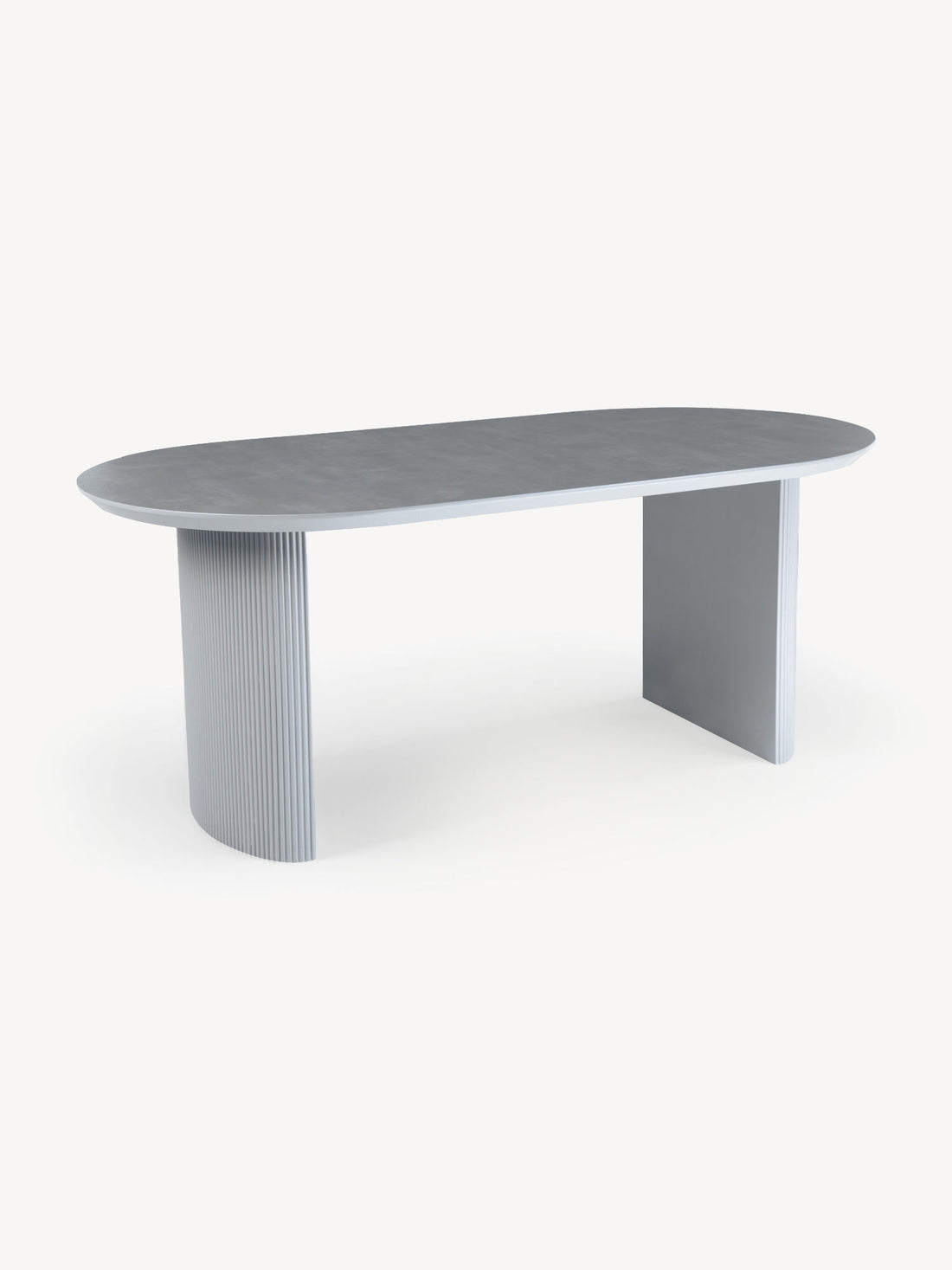 Mesa de Comedor Chipre Gris 180cm Vista en Perspectiva Trasera