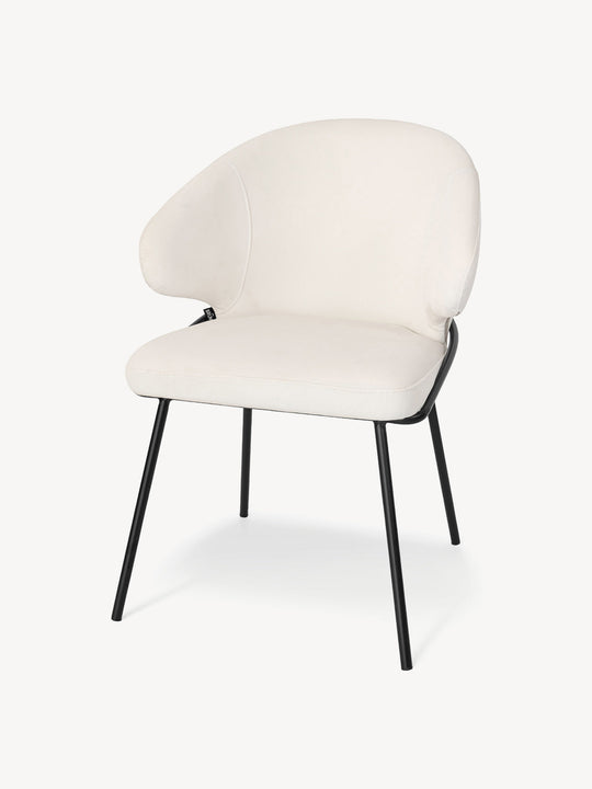 Silla Palma Pata Negra Crema Vista en Perspectiva