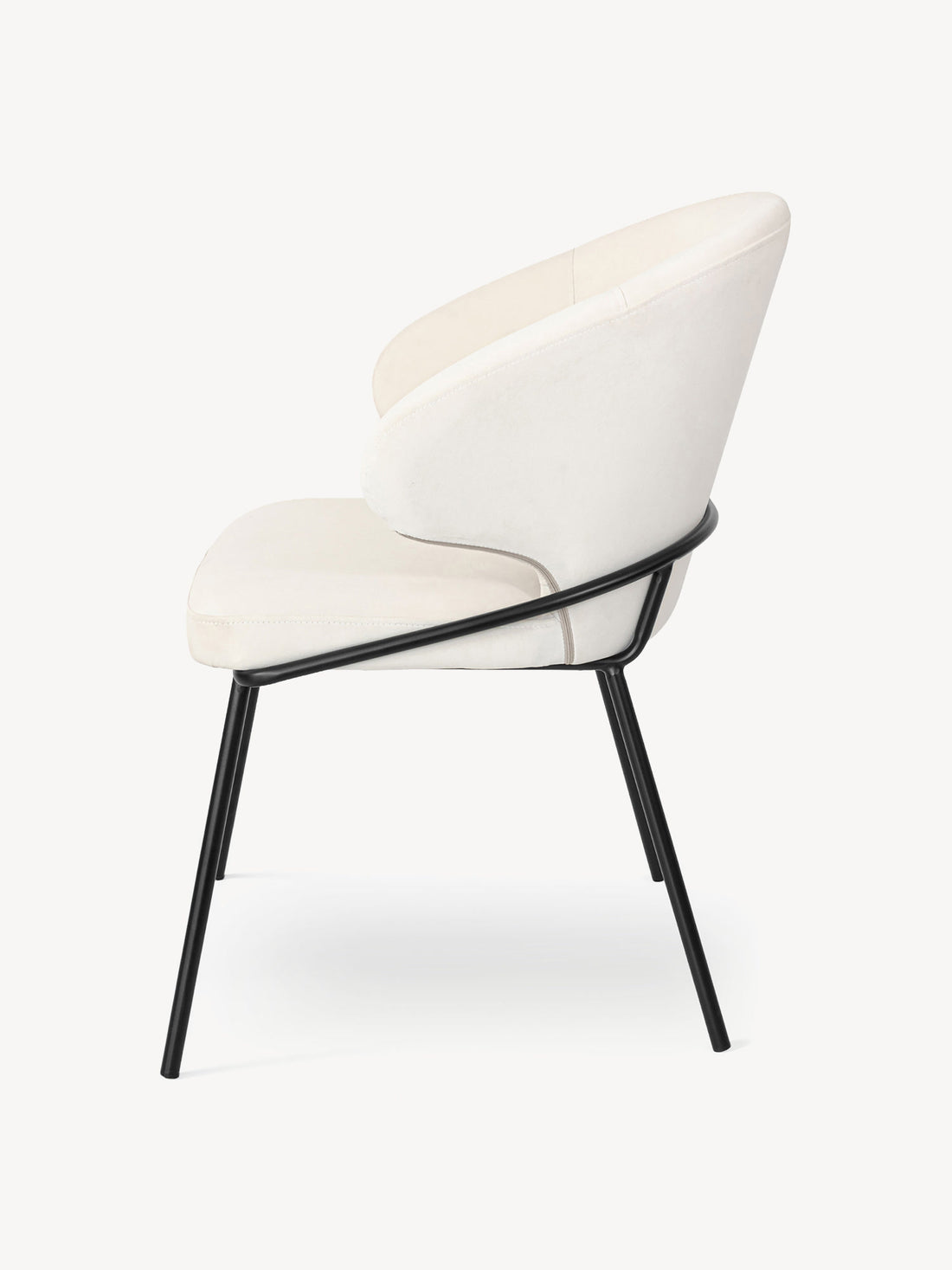 Silla Palma Pata Negra Crema Vista Lateral