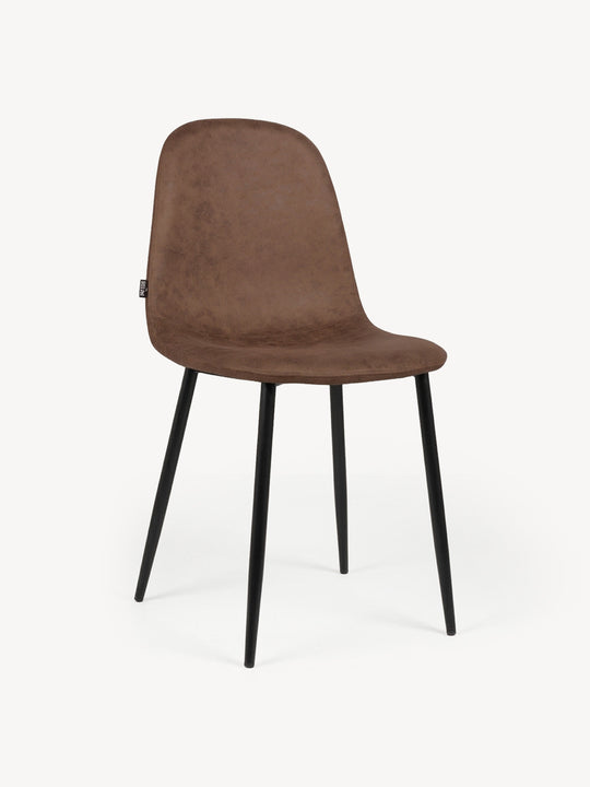 Silla Venecia Piel Café Vista en Perspectiva