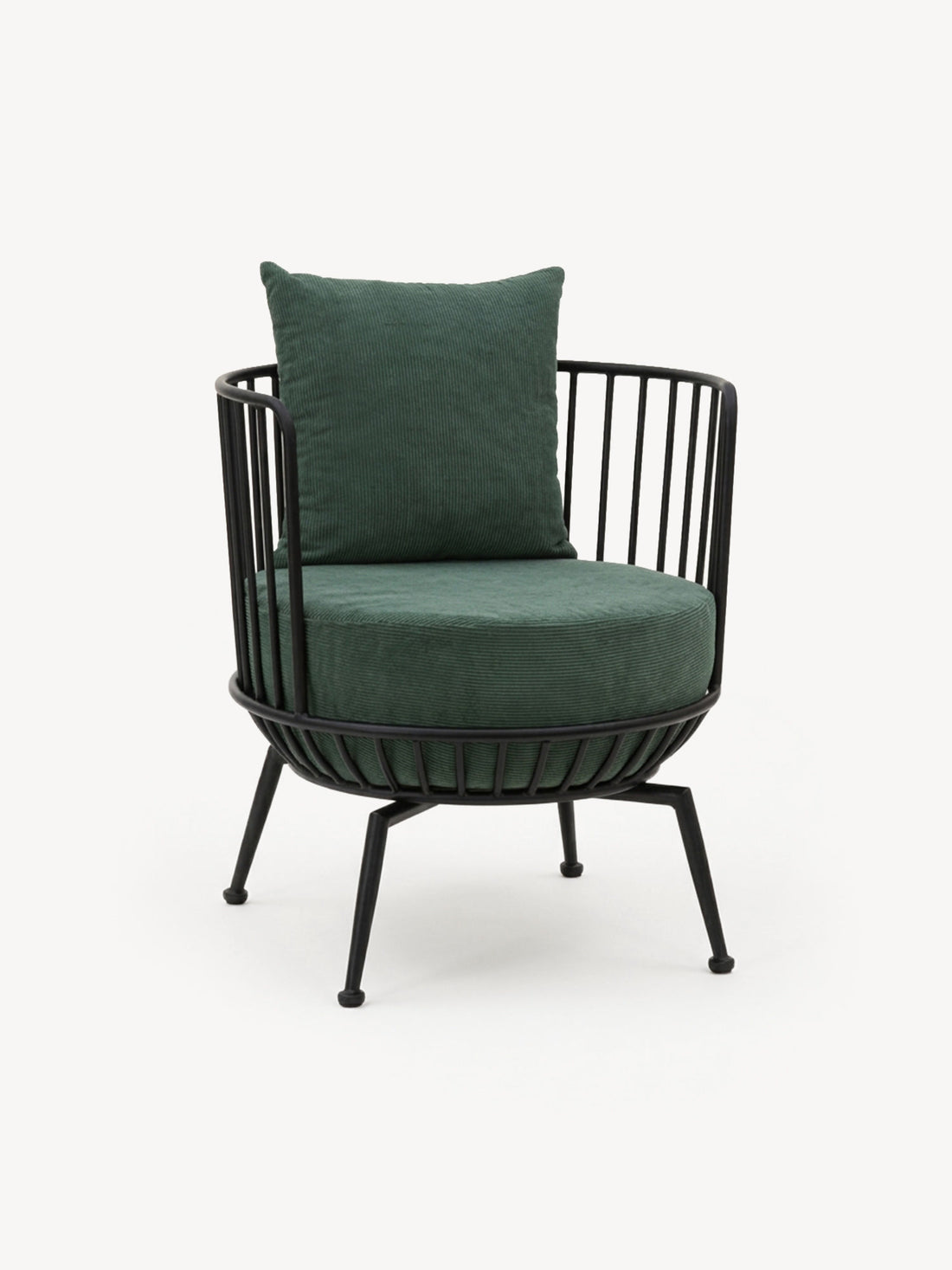 Sillón individual Verviers Black Verde Vista en Perspectiva
