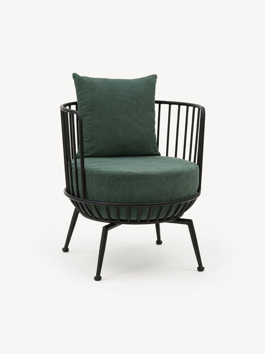 Sillón individual Verviers Black Verde Vista en Perspectiva