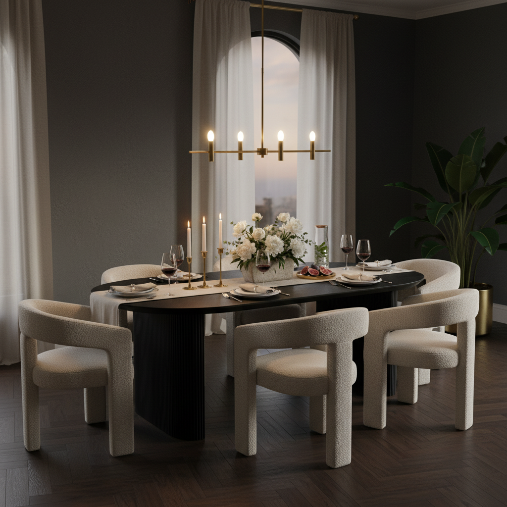 Mesa de Comedor Chipre Negra en cena estilo Estambul, foto ambientada