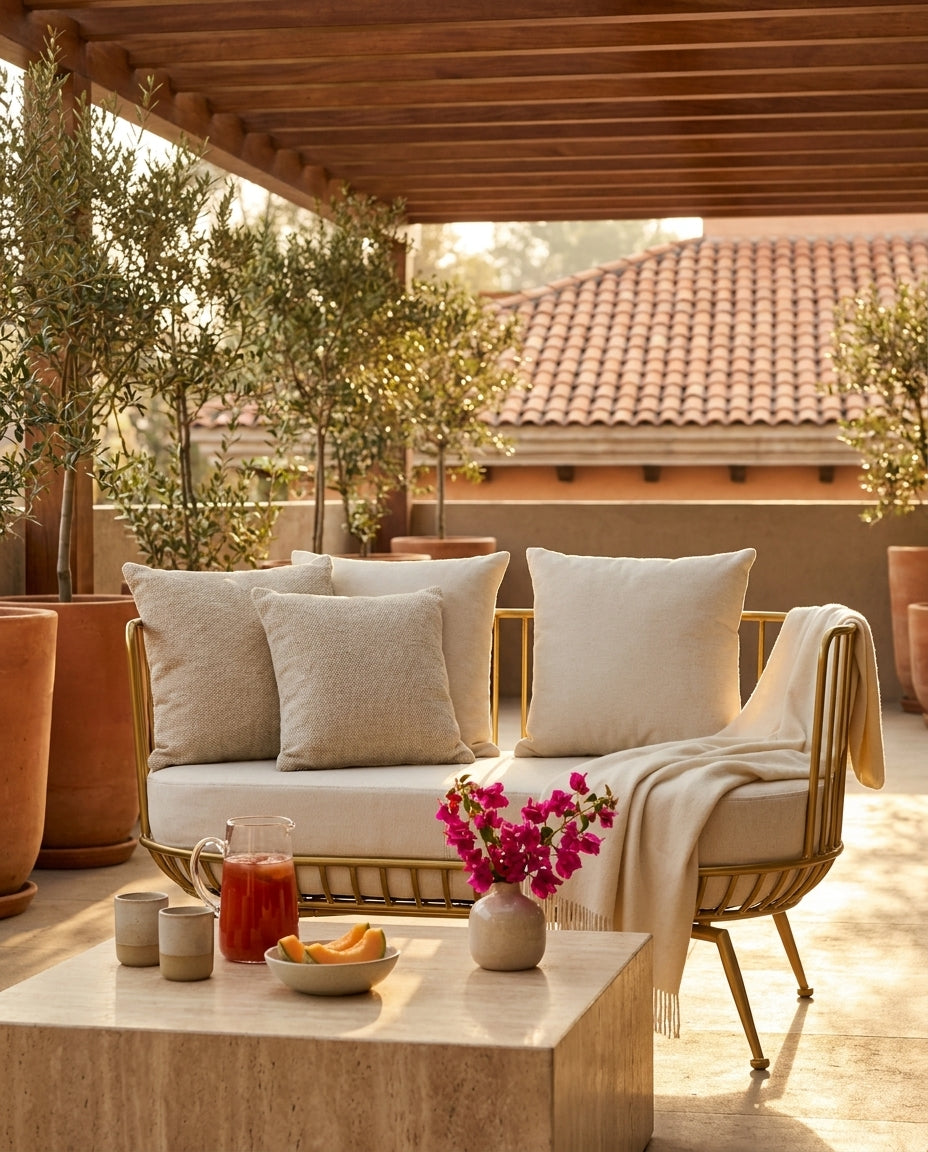 Love Seat Verviers en terraza glamorosa, foto ambientada